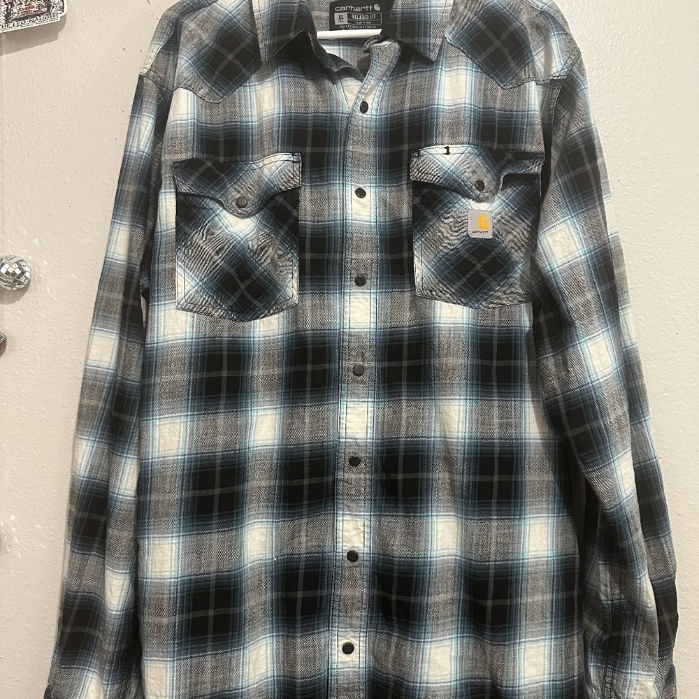 Men's Carhartt Montana Rugged Flex™ Relaxed Fit Lightweight Snap-Front Plaid Lon